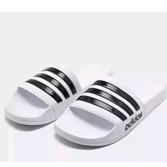 Brand New Adidas Adilette Shower Slides Cloudfoam White Slides Size12 #Gz5921 White Comfortable Adidas Slides, White Non-slip Adidas Slides, Adidas White Sporty Slides, Adidas Sporty White Sandals, Comfortable White Adidas Sandals, Sporty White Adidas Sandals, Adidas White Sandals With Cushioned Footbed, Adidas White Flat Sandals, Adidas White Slip-on Sandals