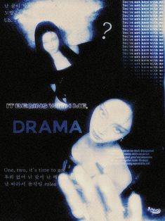 a poster with the words drama written on it, and an image of a woman holding a man's hand