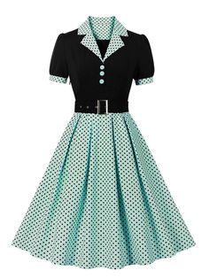 Lapel Dress, Retro Stage, 1950's Dress, 1950’s Style, Rockabilly Fashion, Sassy Hair, Vintage Vibe, Vintage Style Outfits, 50s Dresses