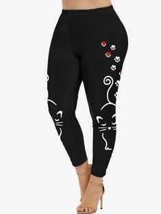 Pantalon Legging Silhouette Chat - Pour une Silhouette Glamour et Confortable Découvrez nos nouveaux favorites : le Pantalon Legging chat et le Vêtement motif chat ! Ces pièces vous transporteront dans un univers félin, avec leur style ludique et original. Ajoutez une touche de fantaisie à votre garde-robe et montrez votre amour pour les chats avec ces vêtements uniques et tendance !Optimisez votre Style avec le Pantalon Legging Silhouette Chat Waist Type: High - pour une coupe flatteuse et un c Silhouette Chat, Cute Cartoon Cat, Winter Trousers, Cat Paw Print, Hip Style, Ball Gown Skirt, Cat Paw, Leggings For Women, Plus Size Pants