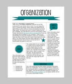 an image of a brochure with the words organization and speech bubbles on it