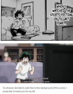 a comic strip with an image of a person sitting on a couch and the caption reads, when i watched the sports festival on tv last year