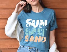 Sun Salt Sand T-shirt, Beach Shirt, Palm Tree Shirt,Hello Summner Shirt, Last Day Of School Shirt, Teacher Shirt,Teacher Off Duty Gift Shirt by ThreeDartDesign on Etsy Palm Tree Shirt, Last Day Of School Shirt, Teacher Off Duty, Tree Shirt, Beach Shirt, Last Day Of School, Beach Shirts, School Shirts, Teacher Shirts