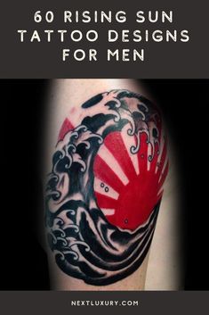 a tattoo with the japanese flag on it and text that reads 60 rising sun tattoo designs for