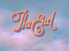 the end title with an airplane flying in the sky and clouds behind it that reads, the end