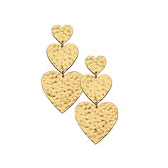 Jennifer Zeuner Jewelry Justina Earrings 18k yellow gold plated silver L Post, Triple Heart, 2 Earrings, Gold Piece, Gold Plated Silver, Heart Of Gold, Gold Plated Sterling Silver, Heart Earrings, Pure Silver