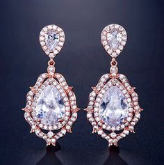 Wedding Jewelry - Cubic Zirconia Bridal Drop Earrings - Available in silver and Rose Gold Bridal Drop Earrings, Bridal Earrings Drop, Matching Necklaces, How To Look Classy, Bridal Looks, Wedding Earrings, Bridal Earrings, Rose Gold Plates, Wedding Jewelry