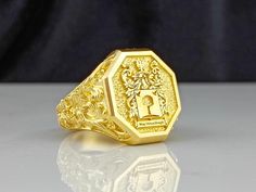 "Your custom solid sterling Silver Ring will be made on your order, customize this Coat of Arms and your logo on this collection! A beautiful symbol that will fit your hands and style. perfect gift for anniversary, special dates and any date you can imagine can be Personalized. Different colors are silver, gold, rose gold. White gold and 24K gold options will never tarnish and last decades. Please contact me if you are interested in my jewelry. >ABOUT ME: I have 35 years of experience in making Custom Gold Signet Ring For Anniversary, Personalized Gold Signet Ring For Commemoration, Custom Hallmarked Signet Ring For Anniversary, Custom Gold Engraved Ring, Family Crest Rings, Family Coat Of Arms, Gift For Anniversary, Beautiful Symbols, Personalized Ring