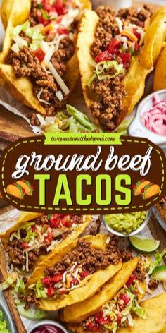 ground beef tacos are served on plates