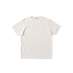 This everyday crew neck tee is plain and perfect. It's made in a clean, crisp jersey, knitted with organic cotton yarns. A stonewash gives the kind of lived-in outlook that we think goes so well with denim. All colorways except for off-white are pigment dyed and will continue to fade with time as you wear and wash it. White Relaxed Fit Basic T-shirt, Basic White Soft-washed T-shirt, Fitted White Organic Cotton T-shirt, White Relaxed Fit Organic Cotton T-shirt, White Organic Cotton Relaxed Fit T-shirt, Cotton Plant, Organic Cotton Yarn, Chalk White, Simple Tshirt