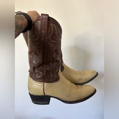 Some Scuffs (See Pictures) But Still Great Shape Size 12d Two Toned- Dark Brown And Cream Black And Brown Cowboy Boots, Tony Lama Mens Cowboy Boots, Tony Lama, Mens Cowboy Boots, Mens Cowboy, Western Cowboy Boots, Western Boots, Dark Brown, Cowboy Boots