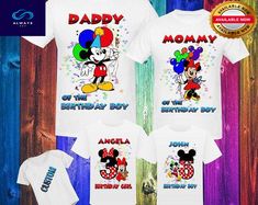 mickey mouse birthday shirt with name and age for dad, daughter, son or daughter