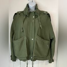 Blank Nyc Utility Bomber Jacket S 100% Cotton Frayed Hems P2p Unstretched 22” Length From Shoulder To Bottom 24” New Without Tag. Never Wornno Flaws. Trendy Olive Outerwear With Pockets, Drape Front Jacket, Waist Jacket, Adidas Track Suit, Cape Jacket, Tie Front Cardigan, Rayon Pants, Blank Nyc, Utility Jacket