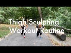 two women jogging down a road with the words high sculpting workout routine