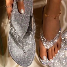 Women’s Flip-Flops Stylish, Casual And Comfortable Casual Summer Flats, Sequin Flats, Special Occasion Shoes, Glitter Flats, Rhinestone Flats, Bling Shoes, Summer Flip Flops, Summer Slippers, Rhinestone Sandals