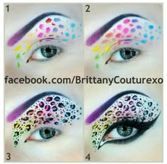 Cheetah Neon Leopard Print, Rave Makeup, Theatrical Makeup, Eye Makeup Designs, Colorful Eye Makeup, Special Effects Makeup, Face Painting Designs, Creative Eye Makeup