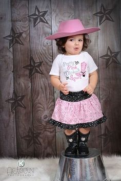 Cowgirl Outfit / Pretty in Pink Wicked in Spurs Skirt Outfit Create Kids Couture, Zebra Print Skirt, Toddler Girl Clothes, Monogram Outfit, Western Babies, Kids Couture, Personalized Baby Girl