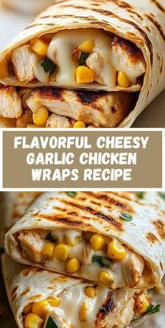 Indulge in the ultimate combination of cheesy and garlicky flavors with this flavor-packed Cheesy Garlic Chicken Wraps Recipe. Quick, easy, and delicious, these wraps are a must-try for garlic chicken lovers! Gluten Free Tortillas, Chicken Wrap, Fresh Salad Recipes, Fresh Salad, Wrap Ideas