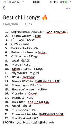 the best chill song list is shown in this screenshot