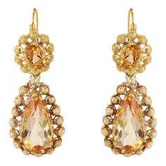 French 19th Century 15 Carats Citrine 18 Karat Yellow Gold Dangle Earrings - 2 Pieces | Chairish Ears Earrings, Vintage Gold Earrings, Gold Eagle, Citrine Earrings, Gold Dangle Earrings, Eagle Head, French Wire, Accessories Jewelry Earrings, Antique Earrings