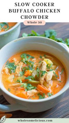 This easy Buffalo Chicken Chowder is a delicious "set it and forget it" meal that the entire family will adore! Bursting with veggies, protein, and flavor, this comforting soup is sure to become a new weeknight favorite. Plus, it's dairy-free, Paleo, and Whole30 compliant, making it a wholesome choice for everyone! Buffalo Chicken Chowder, Slow Cooker Buffalo Chicken, Chicken Chowder, Easy Buffalo Chicken, Comforting Soup, Buffalo Chicken, Whole 30, Soups And Stews, Hot Sauce