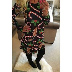 New Fashion Casual Christmas Dress Women Long Sleeve Swing Printed Santa Snowflake Colourful Xmas Dress Red Mini Dress For Christmas Holiday, Fitted Mini Dress For Christmas Festivities, Holiday Fall Knee-length Mini Dress, Fall Holiday Knee-length Mini Dress, Red Long Sleeve Holiday Dress For Christmas, Holiday Knee-length Mini Dress For Fall, Festive Mini Dress For Christmas, Black Long Sleeve Christmas Dress, Long Sleeve Holiday Dress For Christmas Party