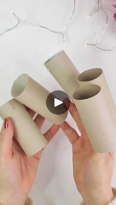 someone is holding three rolls of toilet paper in their hands and they are all made out of cardboard