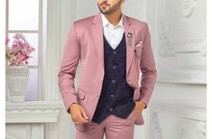 This is a Classic  Suit by Golden Attire crafted from high quality fabric and imported materials. Our products are handcrafted by experienced tailors who make sure the that the stitching is precise, lining is proper and the overall product is sturdy enough to not go out of shape for more than a few years. Also all our products have extra margins in their length, sleeves, sides so it's easily alterable if your size changes after some time. To see more available colours and designs in this collect Rose Suit Men, Dusty Rose Suit, Rosé Suit, Men Suits Black, Groom Suits, Bespoke Suits, Dinner Suit, Sherwani For Men, Suits Wedding