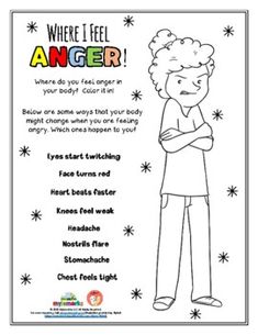 a coloring page with an image of a boy in pajamas and the words where i feel anger