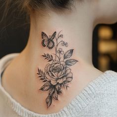 Rose Neck Tattoo Tattoo Blueprint Collection Rose Neck Tattoo, Cute Owl Tattoo, Half Sleeve Tattoos Forearm, Masculine Tattoos, Clever Tattoos, Beautiful Flower Tattoos, Owl Tattoo Design, Friendship Tattoos, Mermaid Tattoos