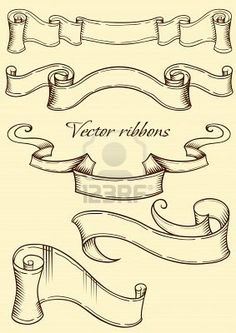 set of vintage ribbons and banners