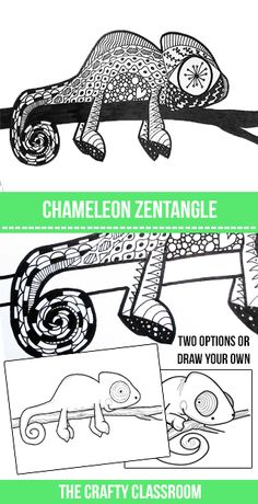 the chamelon zettangele coloring book is open and has two options for draw your own