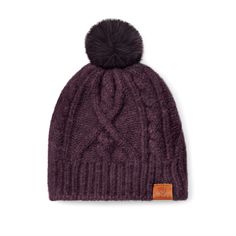 Crafted with a recycled poly-blend knit, this super soft and supremely cozy hat is the smart and sustainable choice for keeping your head warm as you complete your outdoor chores and before and after your wintertime rides. Entwine Beanie | Product Features : 0 : Cozy cable knit styling|Faux chincilla pom pom | Entwine Beanie Hat in Raisin Heather Recycled polyester blend knit. fleece lining. Imported, Size: OS by Ariat Horse Supplies, Cozy Hat, Winter Time, Beanie Hat, Raisin, Your Head, Beanie Hats, Festival Season, Cable Knit