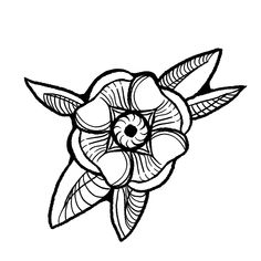 a black and white drawing of a flower