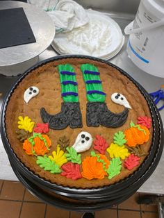 a decorated cake sitting on top of a table