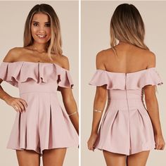 Straight From The Site! We Can't Contain Our Love For This Flirty Playsuit! The Off Shoulder Neckline Is So Flattering! Pair With Heeled Sandals And Statement Earrings For A Stunning Look. - Made With 65% Cotton, 32% Polyester, 3% Spandex & Love - Care For Me: Hand Wash In Cold Water, Wash With Like Colours - Mini Length: 58cm/ 22.83in - Metal Invisible Zipper On The Center Back - Elastic Straps - Medium Stretch This Playsuit Is Brand New When Tags And In Perfect Condition. Us 8 Au 12 Uk 8 Eu 40 Flirty Pink Jumpsuits And Rompers For Spring, Flirty Pink Jumpsuit For Spring, Pink Fitted Jumpsuits And Rompers, Pink Off-shoulder Fitted Jumpsuits And Rompers, Pink Flirty Jumpsuits And Rompers For Brunch, Feminine Spring Jumpsuits And Rompers For Date Night, Pink Jumpsuits And Rompers For Summer Date Night, Pink Jumpsuits And Rompers For Date Night, Feminine Pink Jumpsuits And Rompers For Night Out