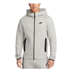 Nike Sportswear Tech Fleece Zipper Hooded Jacket 'Grey' FB7922-063 Nike Tech Fleece Men, Nike Sportswear Mens, Nike Sportswear Tech Fleece, Windrunner Jacket, Nike Tracksuit, Adidas Tracksuit, Nike Tech Fleece, Sports Football, Nike Tech