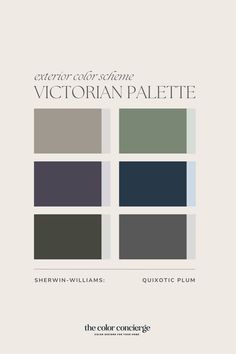 the color scheme for victorian palette is shown in shades of gray, blue and green