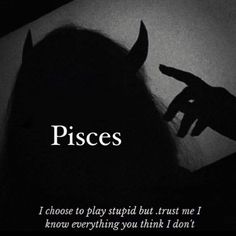 a black and white photo with the words pisces on it, in front of a silhouette of a woman's head