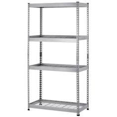 four tier shelving unit with wheels on each side and three shelves in the middle