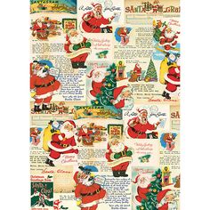 an old fashioned christmas postcard with santa claus and other holiday greetings on it