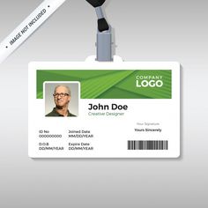 an id card with a toothbrush attached to the front and back of it, which reads company logo