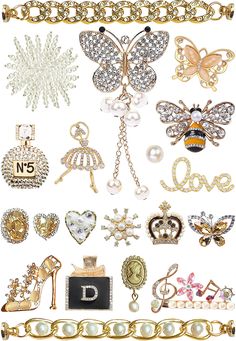 many different types of jewelry are shown together