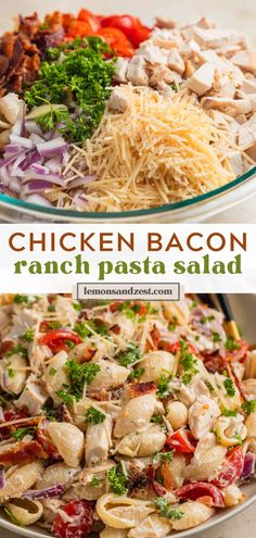 chicken bacon ranch pasta salad is an easy and delicious side dish that's ready in under 30 minutes