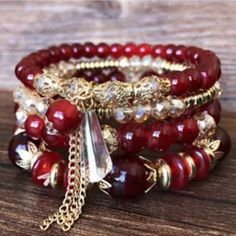 Boho Multilayer Stone Beaded Bracelet! ( 4 Pcs ) Radiant & Handmade ! Natural Stone , Crystal , Alloy ! Truly Beautiful Fast Shipping You Won't Be Disappointed! Lavender Beaded Necklace, Kalung Manik-manik, Wrap Armband, Gelang Manik-manik, Wrap Bangles, Resin Bracelet, Gelang Manik, The Bangles, Beaded Rope