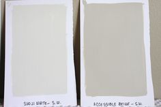 two white paint samples sitting next to each other