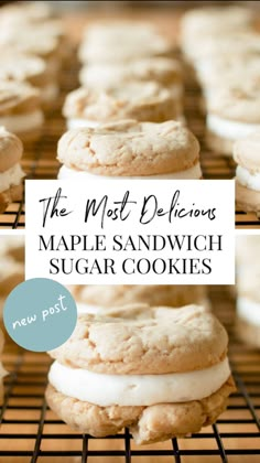 the most delicious maple sandwich sugar cookies are made with only three ingredients, and then topped with frosting