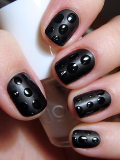 Nail art. Matte Nail Polish, Black Nail Polish, Dots Nails, Black Nail, Get Nails