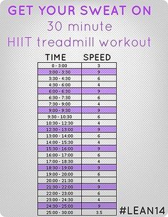 a sign that says get your sweat on 30 minute hiit treadmill workout time speed