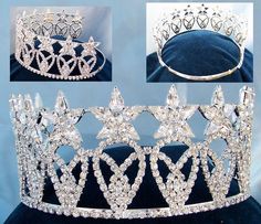 Beauty Pageant Rhinestone Crown Tiara Star Tiara, King Crowns, Crystal Crown Tiaras, Pageant Crowns, Princess Bridal, Beautiful Tiaras, Diamond Tiara, Crown Tiara, Rhinestone Tiara